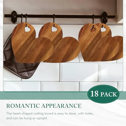 Bridal Baby Shower Favor Heart Cheese Board, Acacia Color, 18 Set view 3