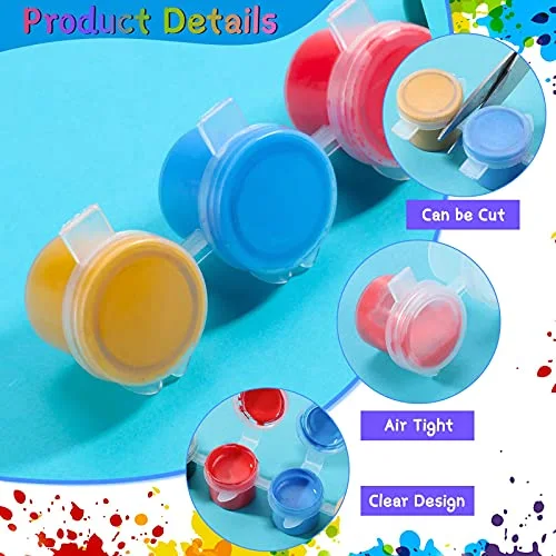 200 Strips 1200 Pots Empty Paint Pots with Lids Mini Plastic Paint Storage Container Strips Art Painting Craft Supplies for Classrooms Schools Paintings Art Festivals view 3