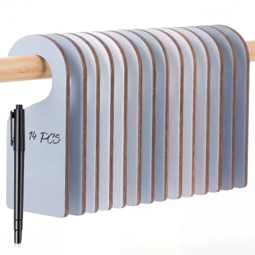 14 Pcs Blank Wooden Clothing Rack Divider with Marker Pen Closet Blank Organizers Hanger Separators Hanging Closet Divider for Home Nursery Clothes