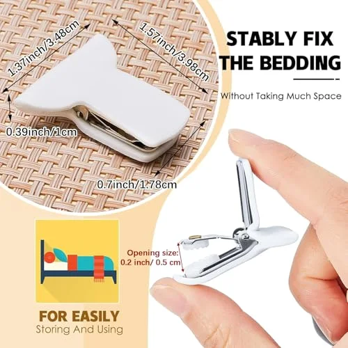 12 Pcs Padded Comforter Clips White Duvet Clips Padded Blanket Fasteners view 2