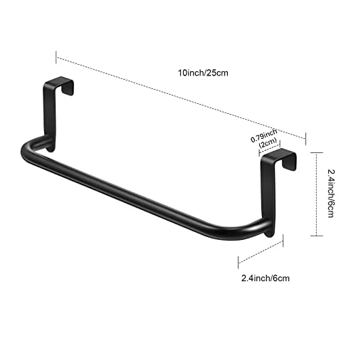 Over Cabinet Door Towel Bar, Metal Kitchen Rack,Black view 2