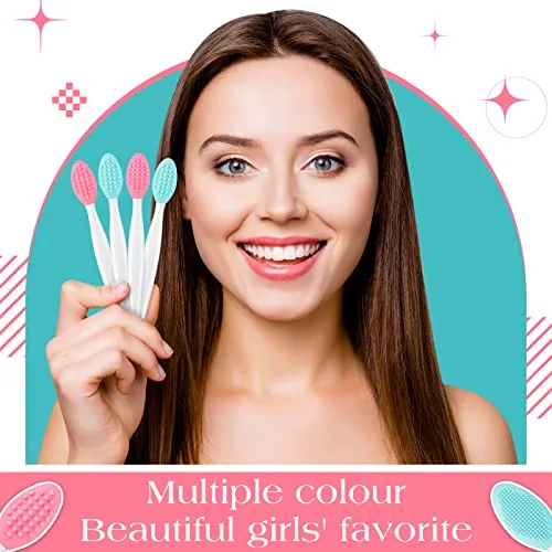 24 Pcs Silicone Lip Scrub Brush with Container,Pink, Green view 4