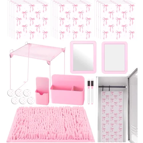 26 Pcs Locker Accessories for Girls Pink Bow Magnetic Locker Wallpaper Decor Back to School Essentials Dormitory Organizer and Decoration Kits Gifts