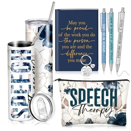 7 Pcs Speech Therapy Gifts Speech Pathologist Gifts,Blue Floral