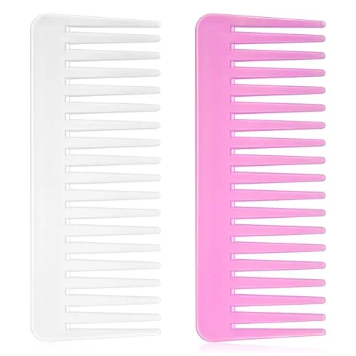 Wide Tooth Comb No Handle,White, Rose Red