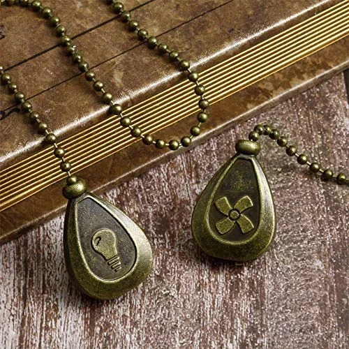 8 Pcs Bronze Ceiling Fan Pull Chain Extension Pendant Ornament 12 Inch Antique Brass Ceiling Pull Chain Extender Classic Drop Shaped Pendant Beaded Ball Cord for Fan Light Lamp with Connector view 3