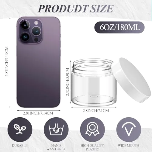 60 Pcs Plastic Containers with Lids, Round Leakproof Cosmetic Containers, Multipurpose Storage Jars for Makeup, Lotion, Ointment, Rhinestone Samples, Dry Food and Toiletries view 2