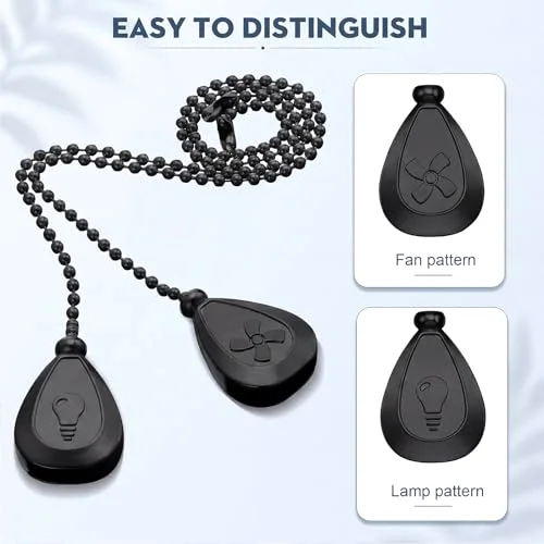 8 Pcs Bronze Ceiling Fan Pull Chain Extension Pendant Ornament 12 Inch Black Ceiling Pull Chain Extender Classic Drop Shaped Pendant Beaded Ball Cord for Fan Light Lamp with Connector view 2