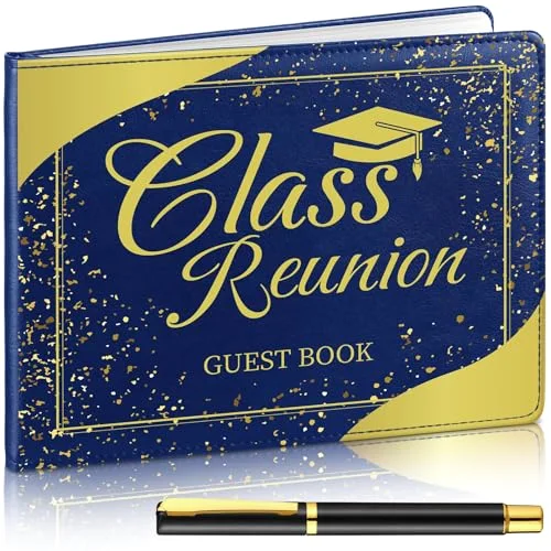Guest Sign in Book with Pen,Blue,Class Reunion