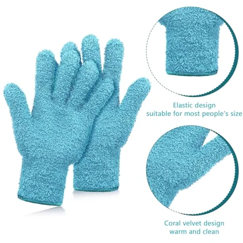 2 Pairs Microfiber Gloves for Plants,Light Blue, Violet,Large view 4
