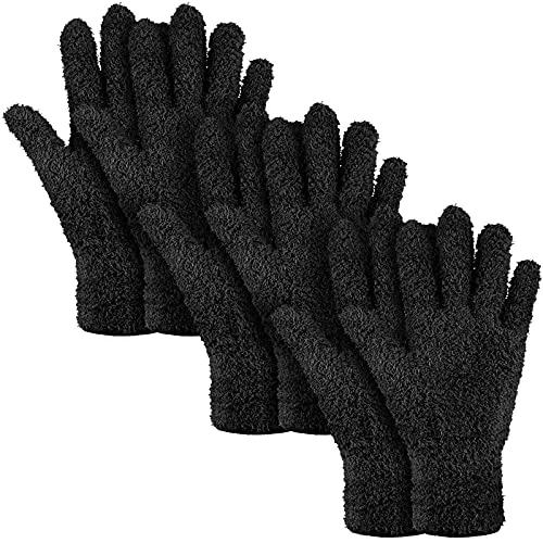 3 Pairs Microfiber Dusting Gloves for Plants Leaf, Medium