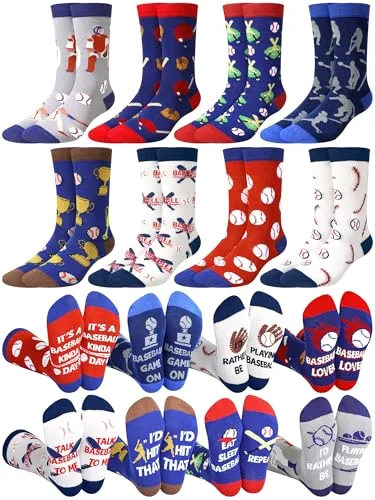 8 Pairs Funny Baseball Socks for Men