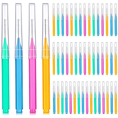 50 Pcs Interdental Brushes Braces,Green, Blue, Pink, Orange