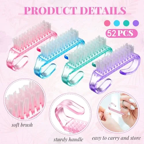 100 Pcs Nail Brushes for Cleaning, Fingernail Hand Toes,Transparent view 2
