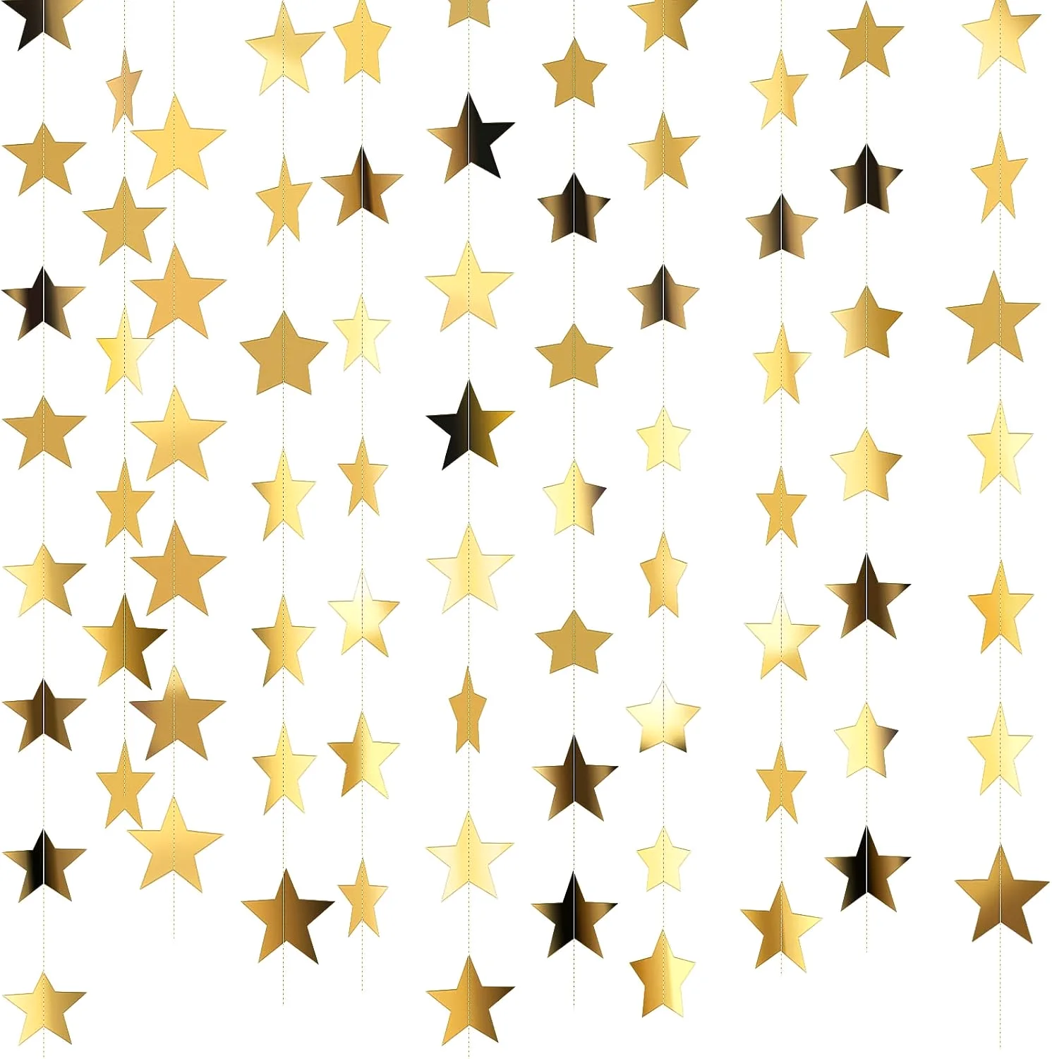 Glitter Star Garland Banner Decoration, 130 Feet Bright Star Hanging Bunting Banner Backdrop for Engagement Wedding Baby Shower Birthday Christmas Party Decor