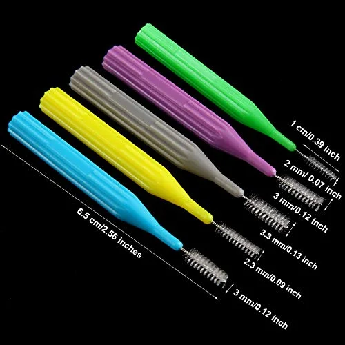 100 Interdental Brush Set, Light Blue, Yellow, Gray, Purple, Green view 2