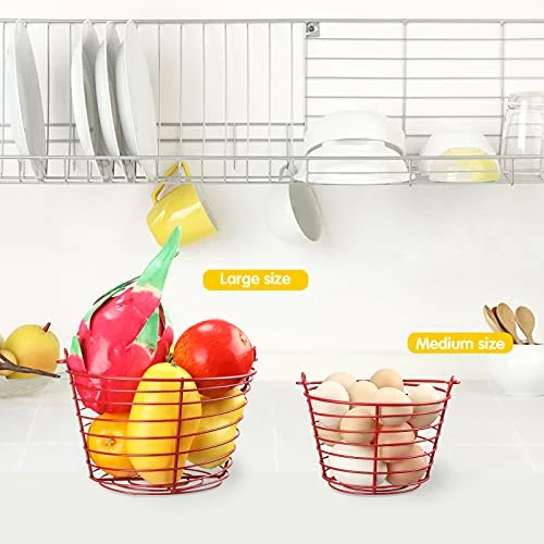 4 Pieces Egg Baskets for Collecting Fresh Eggs with Handle Chicken Wire Egg Basket Metal Storage Basket for Gathering Transporting Eggs Fruit Food Farmhouse Kitchen Decoration 4 Size view 4