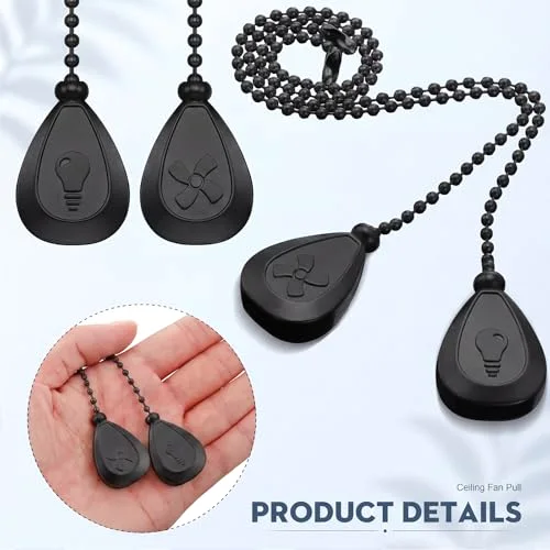 8 Pcs Bronze Ceiling Fan Pull Chain Extension Pendant Ornament 12 Inch Black Ceiling Pull Chain Extender Classic Drop Shaped Pendant Beaded Ball Cord for Fan Light Lamp with Connector view 3