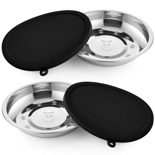 Stainless Steel Dog Bowls with Silicone Lids for 1.9 Cups Portable Food and Water Dishes for Pets Sealable Containers for 6.3" for Cats & Small Dogs