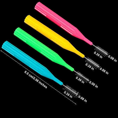 100 Interdental Brush Set, Light Blue, Pink, Yellow, Light Green view 2