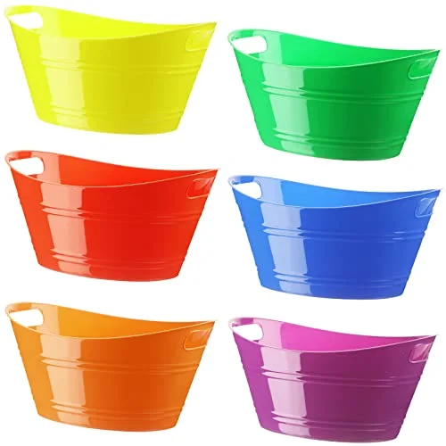 6 Pcs Plastic Ice Buckets with Handles,4.5 Liter,Multicolor
