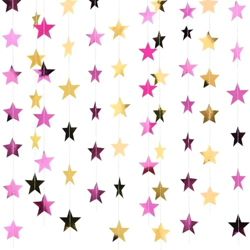 78 Feet Glitter Star Garland Banner 2026 Party Decoration Double Side Star Hanging String Streamer Paper Twinkle for Graduation Wedding Birthday