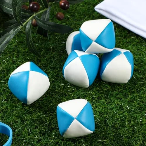 6 Pack Juggling Balls for Beginners, Soft Juggle,White Blue view 3