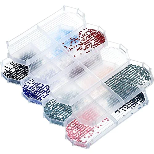 8Pcs Diamond Painting Trays Rhinestone Tray Organizer Plates Painting Accessories Diamond Art with Dividers Plastic Bead Sorting for DIY Art Craft