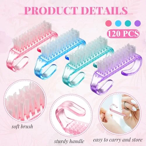 200 Pcs Nail Brushes for Cleaning, Fingernail Hand Toes,Transparent view 4