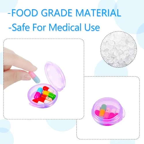 6 Packs Small Pill Box Organizer Pill Case, Black, Purple, Blue view 4