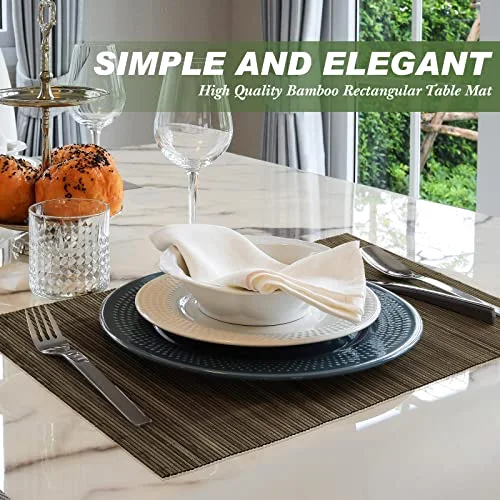 Set of 24 Bamboo Placemats 15.8x12 Inch Sushi Rolling Mat Japanese Style Wicker Placemats Washable Heat Resistant Table Mats for Dinner Kitchen Wedding Party view 2