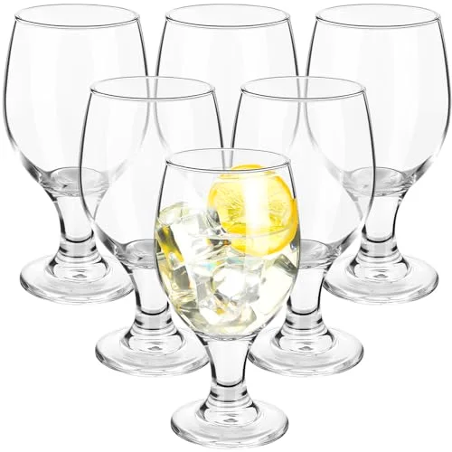 Set of 6 Water Goblet, 13.5 oz Clear Drinking Glasses Bulk Dishwasher Safe, Stemmed Water Glass for Juice Wine Beer Tea Sangria Cold Beverages, Reusable Glassware for Home Party Restaurant