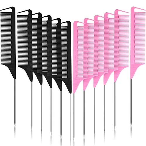 Rat Tail Parting Comb Carbon Fiber Pintail,Pink, Black