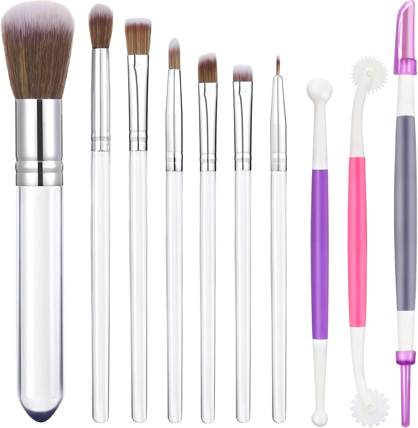 10 Pcs Food Safe Paint Brushes Fondant Tools Cake Painting,Clear