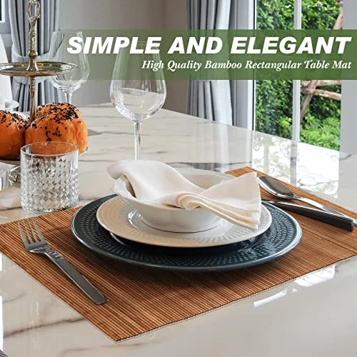 Set of 24 Bamboo Placemats 15.8x12 Inch Sushi Rolling Mat Japanese Style Wicker Placemats Washable Heat Resistant Table Mats for Dinner Kitchen Wedding Party view 4