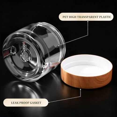 4 Pcs Plastic Jars Wide Mouth with Lids,2 Ounce,Wood view 3