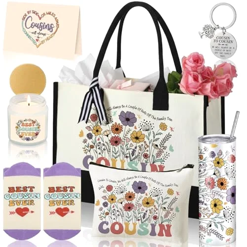 7 Pcs Cousin Gifts for Women,Thank You Gift for Women with 20oz Cup
