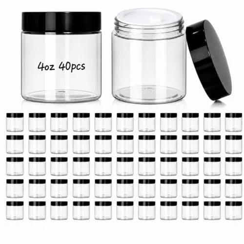 40 Pack 4 oz Plastic Jars Cosmetic Container with Lids,Clear