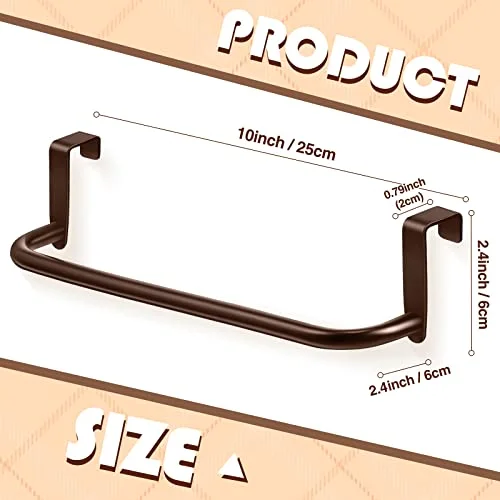 Over Cabinet Door Towel Bar, Metal Kitchen Rack,Brown view 2