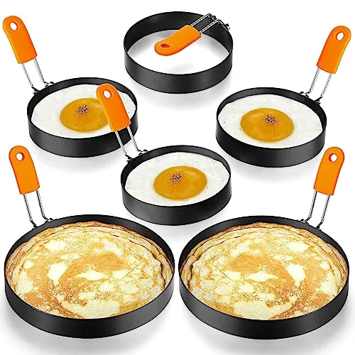 6 Pcs Egg Rings for Griddle Nonstick Pancake Molds,4, 6 Inch