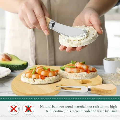 Bridal Baby Shower Favor Heart Cheese Board, Bamboo Color, 50 Set view 3