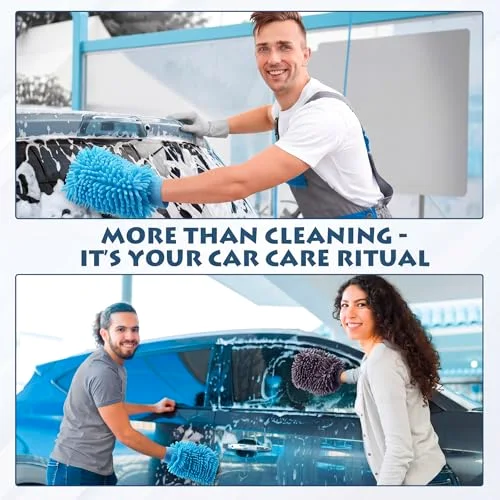 30 Pcs Car Wash Mitts Bulk Microfiber Scratch Free Detailing Chenille Car Washing Gloves Hand Double Sided Absorbent Cars Sponge for Washing Cleaning Trucks Boats, 9.45 x 5.9 Inch view 4