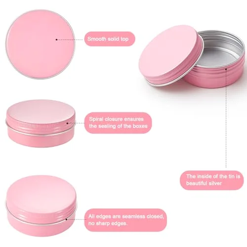 72 Pcs 2 oz Aluminum Tins Salve Containers with Screw Lid and Labels Round Cans Travel Cosmetic Metal Tins Jar for Candles Lotion Bars Balms Food Spice Candies DIY Crafts view 4